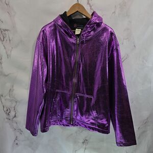 Light Up Jacket Men Large Purple Hood Rave Holographic Glow LED Electric Styles